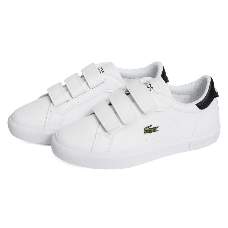 CHILDRENS POWERCOURT SNEAKERS Blanc Noir, Sneakers basses Lacoste