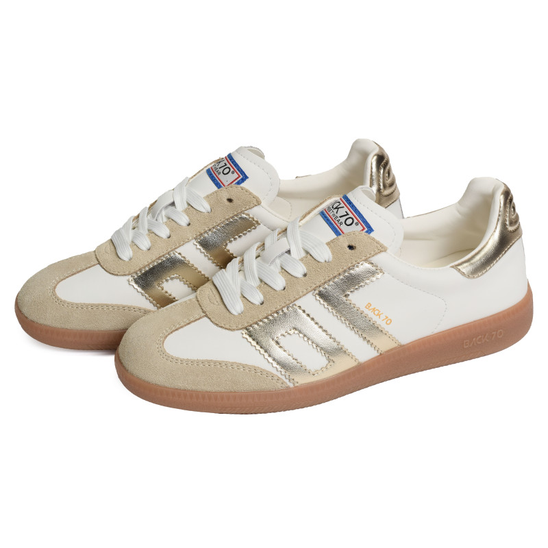 CLOUD LEATHER Blanc Or, Sneakers basses Back 70