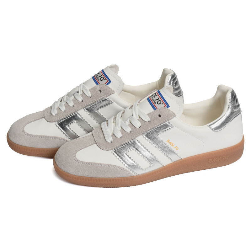 CLOUD LEATHER Blanc Argent, Sneakers basses Back 70