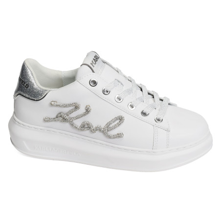 KAPRI SIGNIA RHINESTONE Blanc Argent, Sneakers basses Karl Lagerfeld