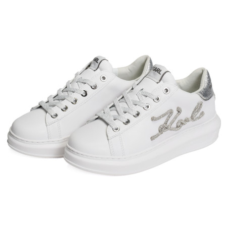 KAPRI SIGNIA RHINESTONE Blanc Argent, Sneakers basses Karl Lagerfeld