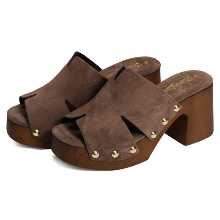 CARBUCCIA Chocolat, Mules Coco & Abricot