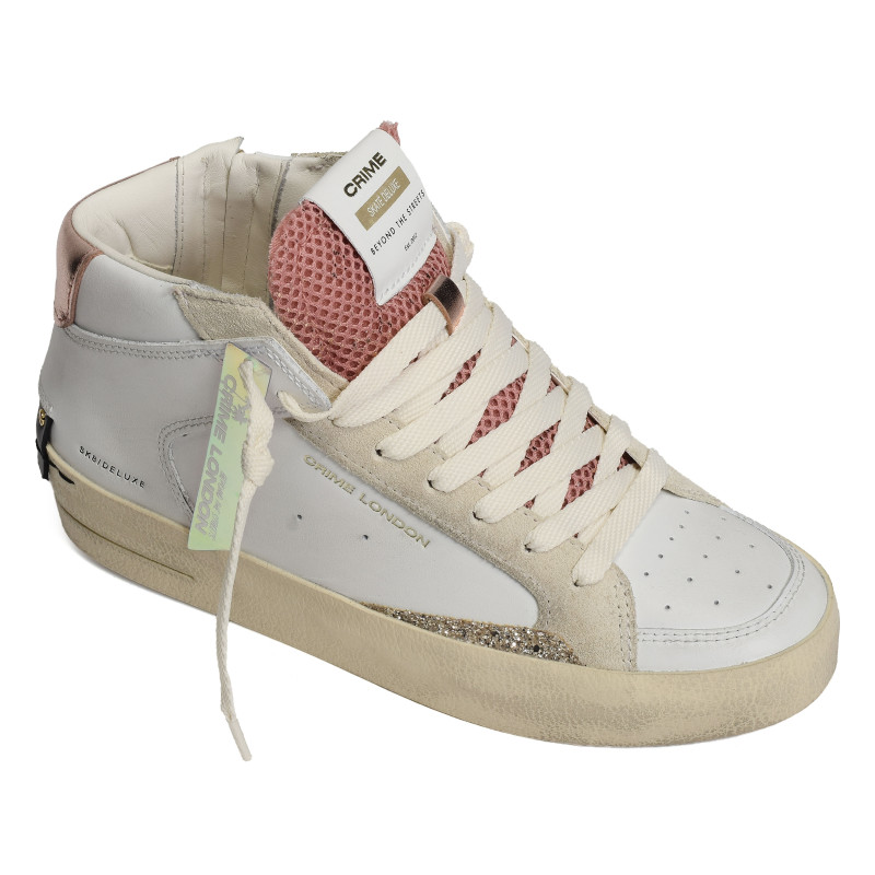 SK8 DELUXE MID Blanc Rose, Baskets montantes Crime London