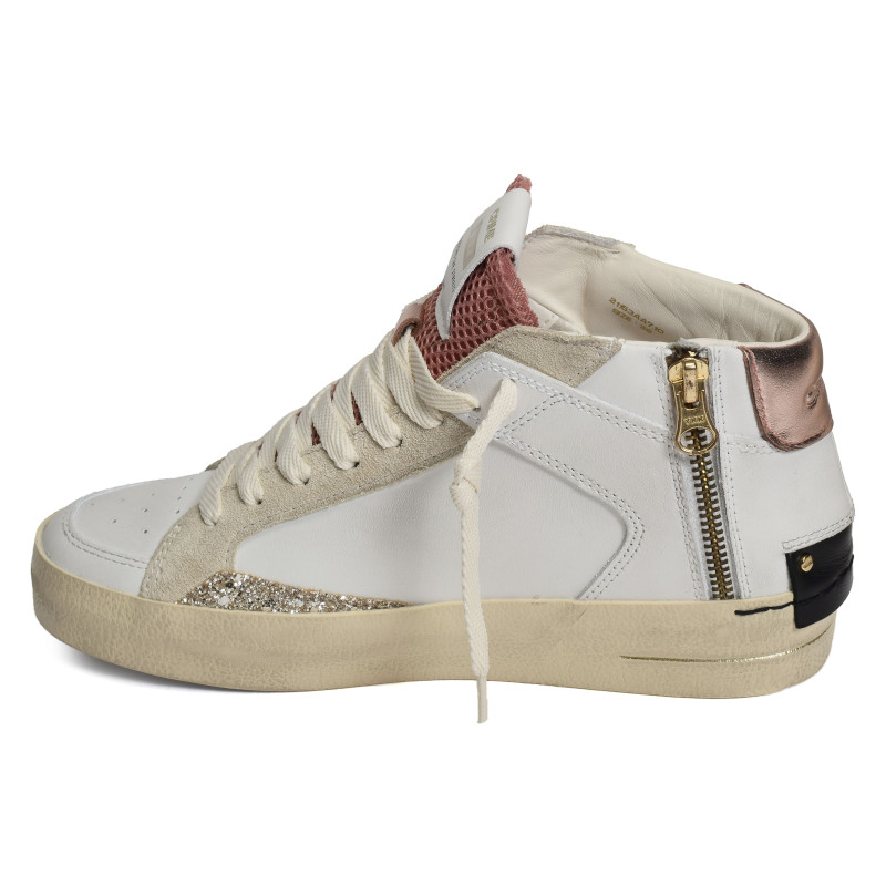 SK8 DELUXE MID Blanc Rose, Baskets montantes Crime London