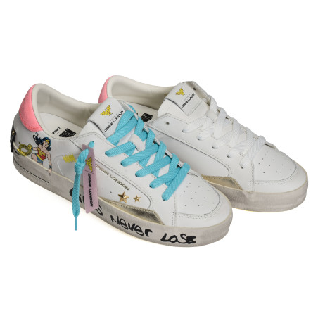 SK8 DELUXE Blanc Bleu, Sneakers basses Crime London