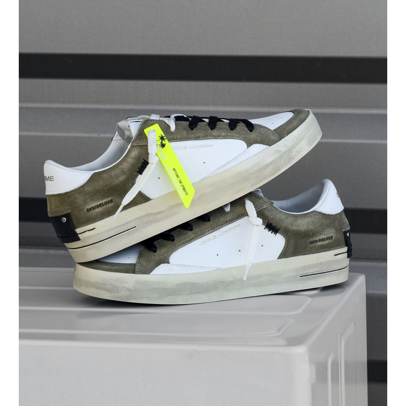 SK8 DELUXE MEN Blanc Kaki, Sneakers basses Crime London