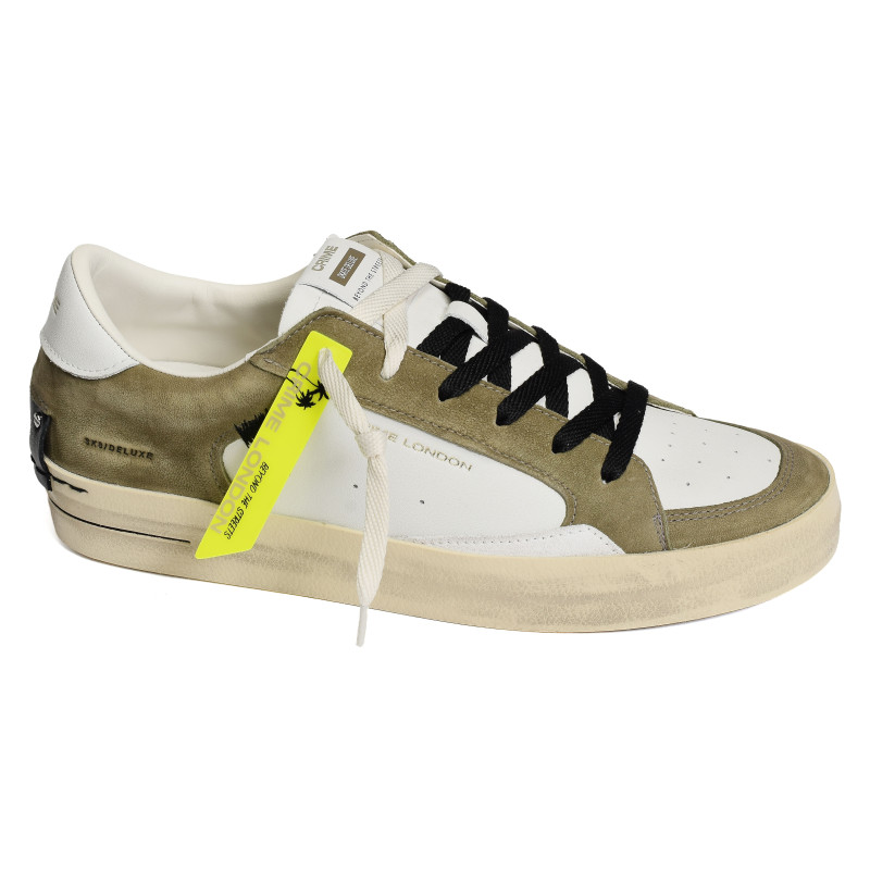 SK8 DELUXE MEN Blanc Kaki, Sneakers basses Crime London