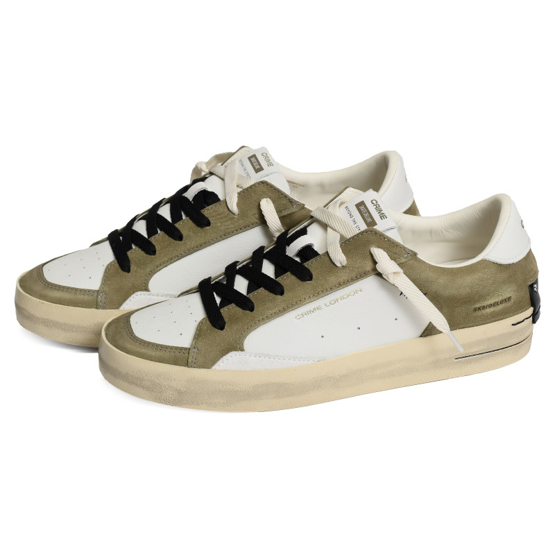 SK8 DELUXE MEN Blanc Kaki, Sneakers basses Crime London