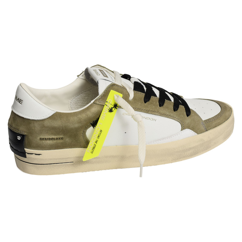 SK8 DELUXE MEN Blanc Kaki, Sneakers basses Crime London