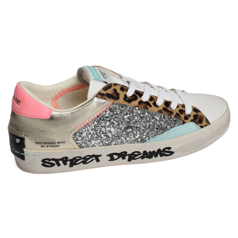 DISTRESSED Blanc Léopard, Sneakers basses Crime London