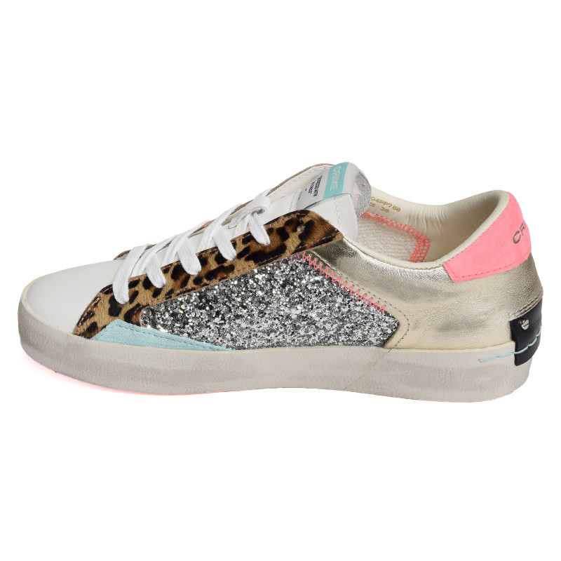 DISTRESSED Blanc Léopard, Sneakers basses Crime London