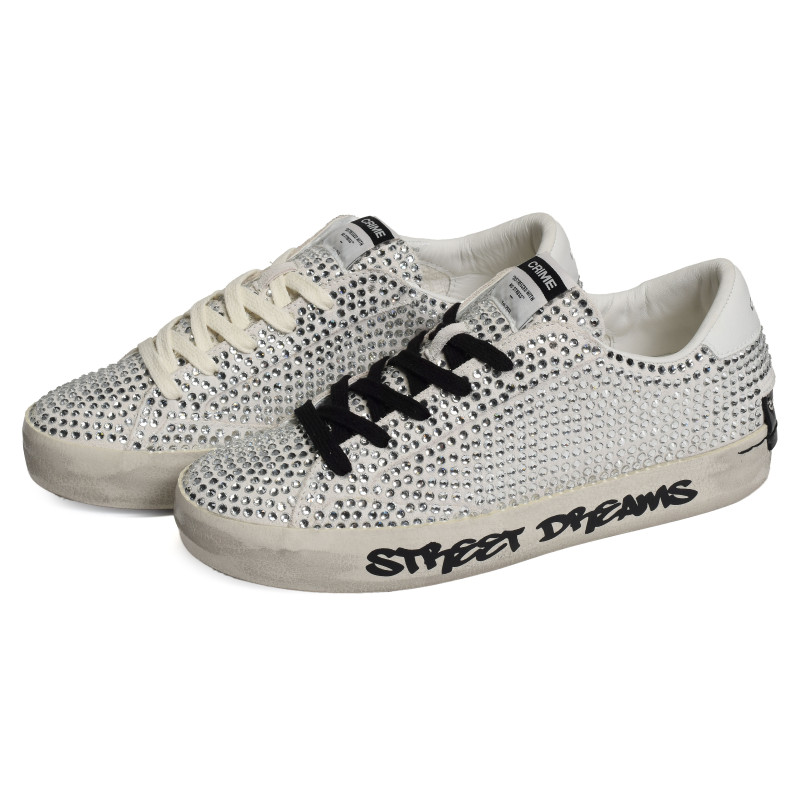 DISTRESSED Blanc Argent, Sneakers basses Crime London