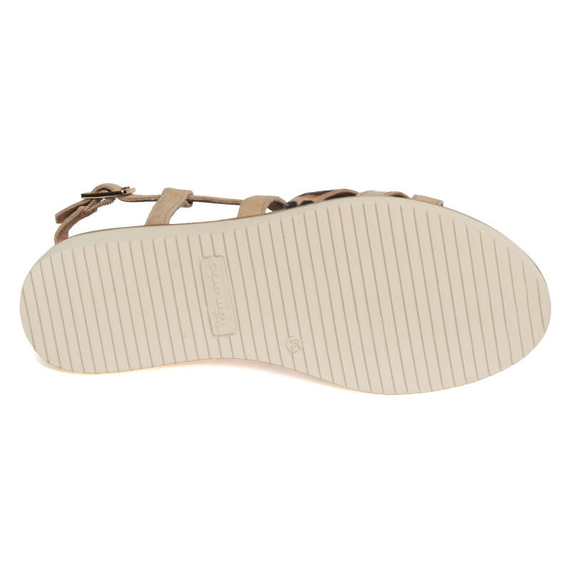 28237 Beige Léopard, Sandales compensées Tamaris