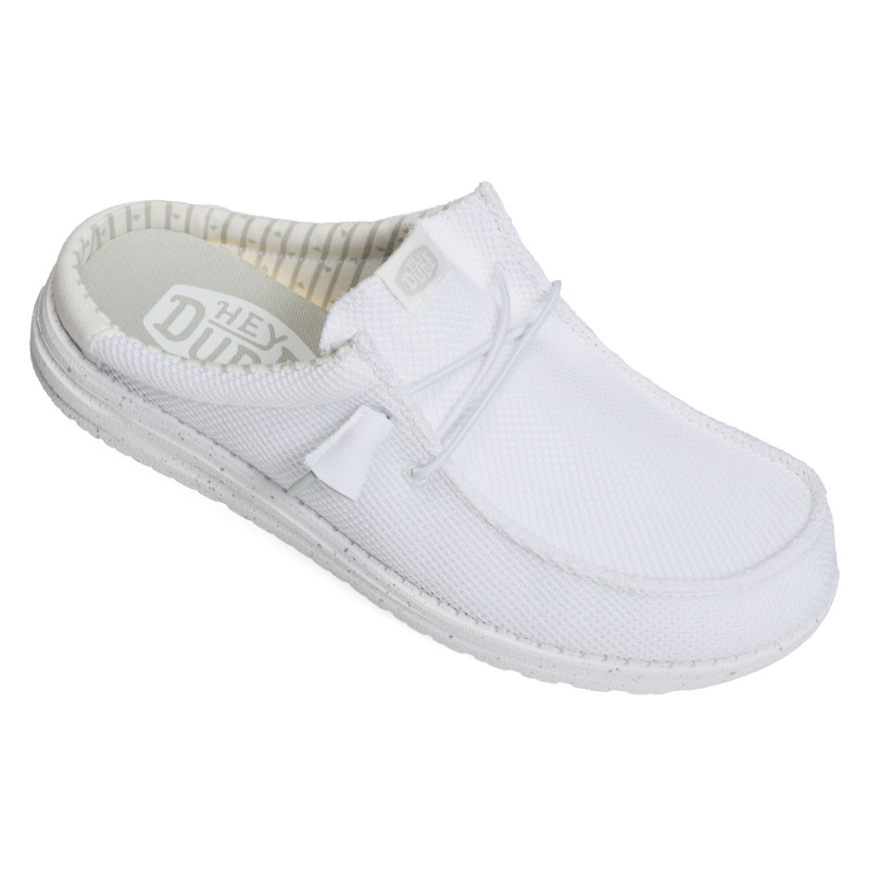 WALLY SLIP STRETCH SOX Blanc, Mules HeyDude