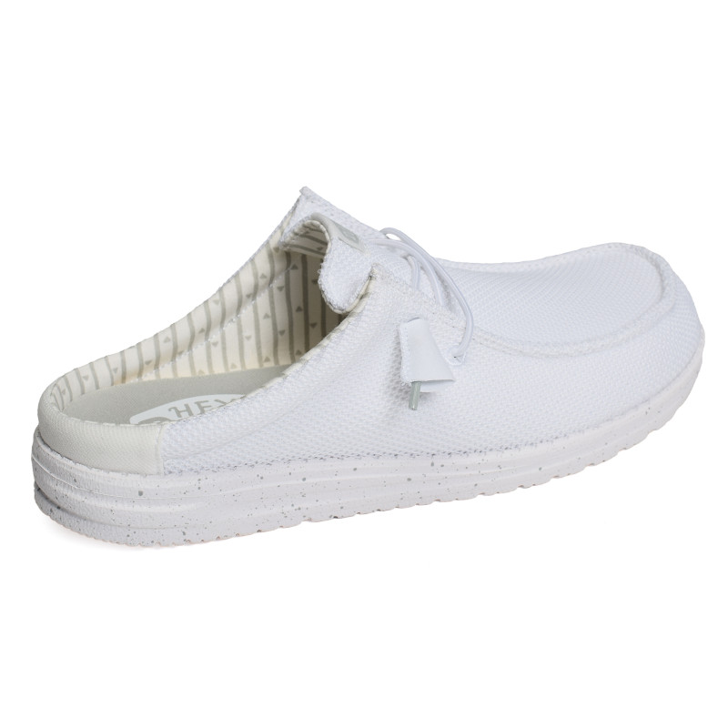 WALLY SLIP STRETCH SOX Blanc, Mules HeyDude