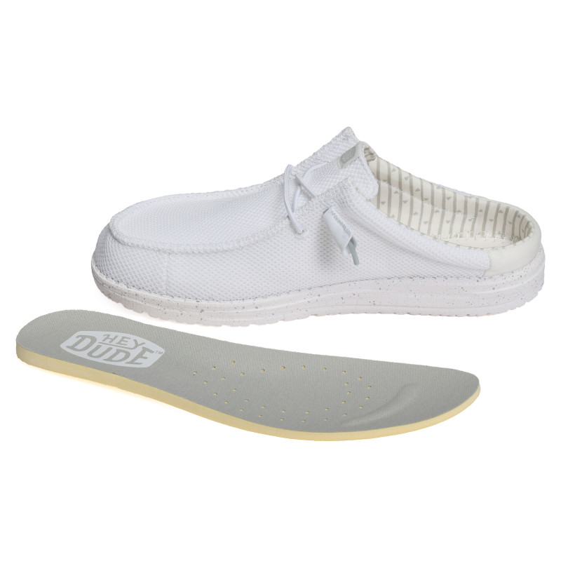 WALLY SLIP STRETCH SOX Blanc, Mules HeyDude