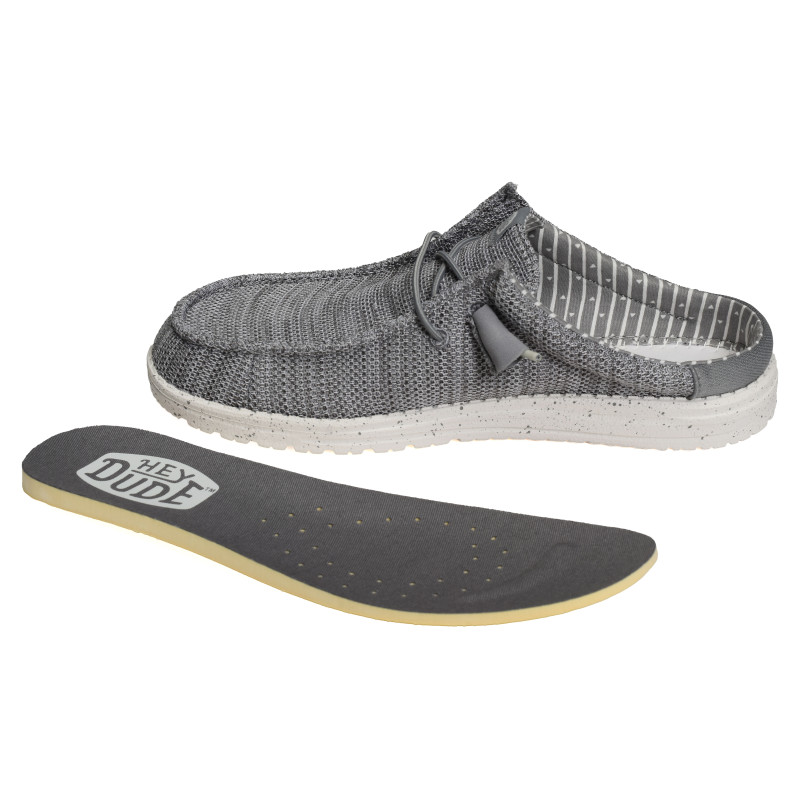 WALLY SLIP STRETCH SOX Gris, Mules HeyDude