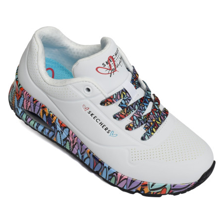 UNO RAVAGED LOVE Blanc Multicolore, Sneakers basses Skechers