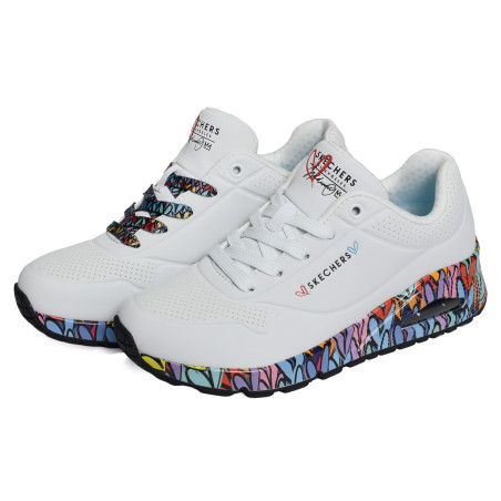 UNO RAVAGED LOVE Blanc Multicolore, Sneakers basses Skechers