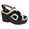 RAFFIA PLATFORM WITH BACK STRA Noir