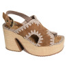 RAFFIA PLATFORM WITH BACK STRA Camel