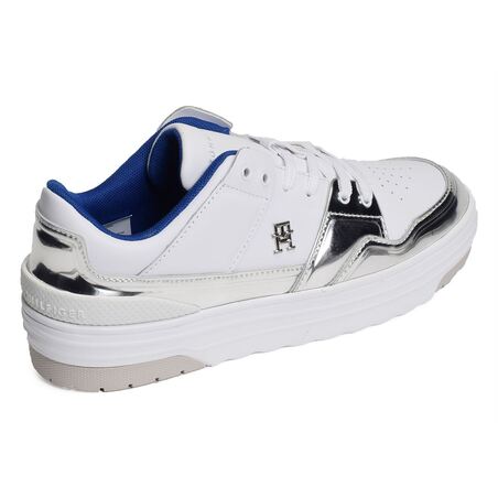 TH LO BASKET SILVER 7570 Blanc Argent, Sneakers basses Tommy Hilfiger