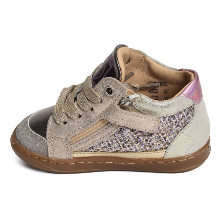 BOUBA CONNECT GIRL GLITTER Platine, Chaussures à Lacets Shoopom