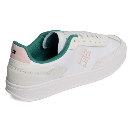 TH HERITAGE COURT SNEAKER 7889 Blanc Vert, Sneakers basses Tommy Hilfiger