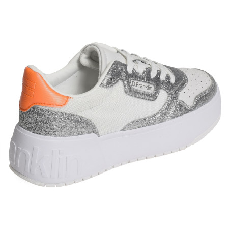 COURT BASIC MESH GLITTER Blanc Argent, Sneakers basses D.Franklin