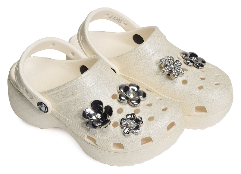 Crocs bijoux de chaussures Monochrome silver flowers3217401_2